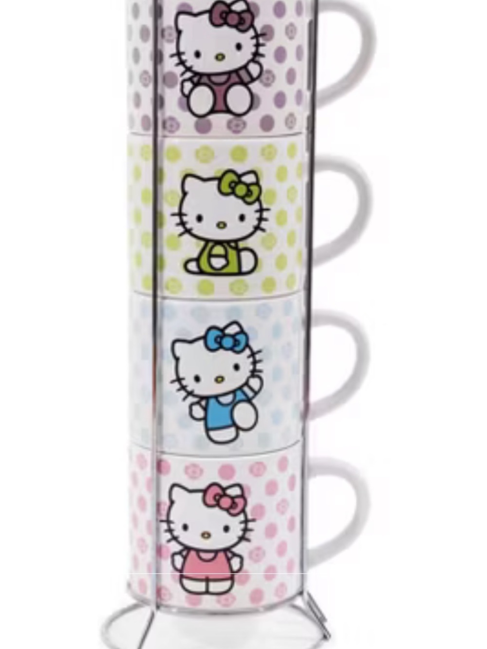 Sanrio Hello Kitty Polka Dot Stackable Mug Set - Pink, Blue, Green, Lavender